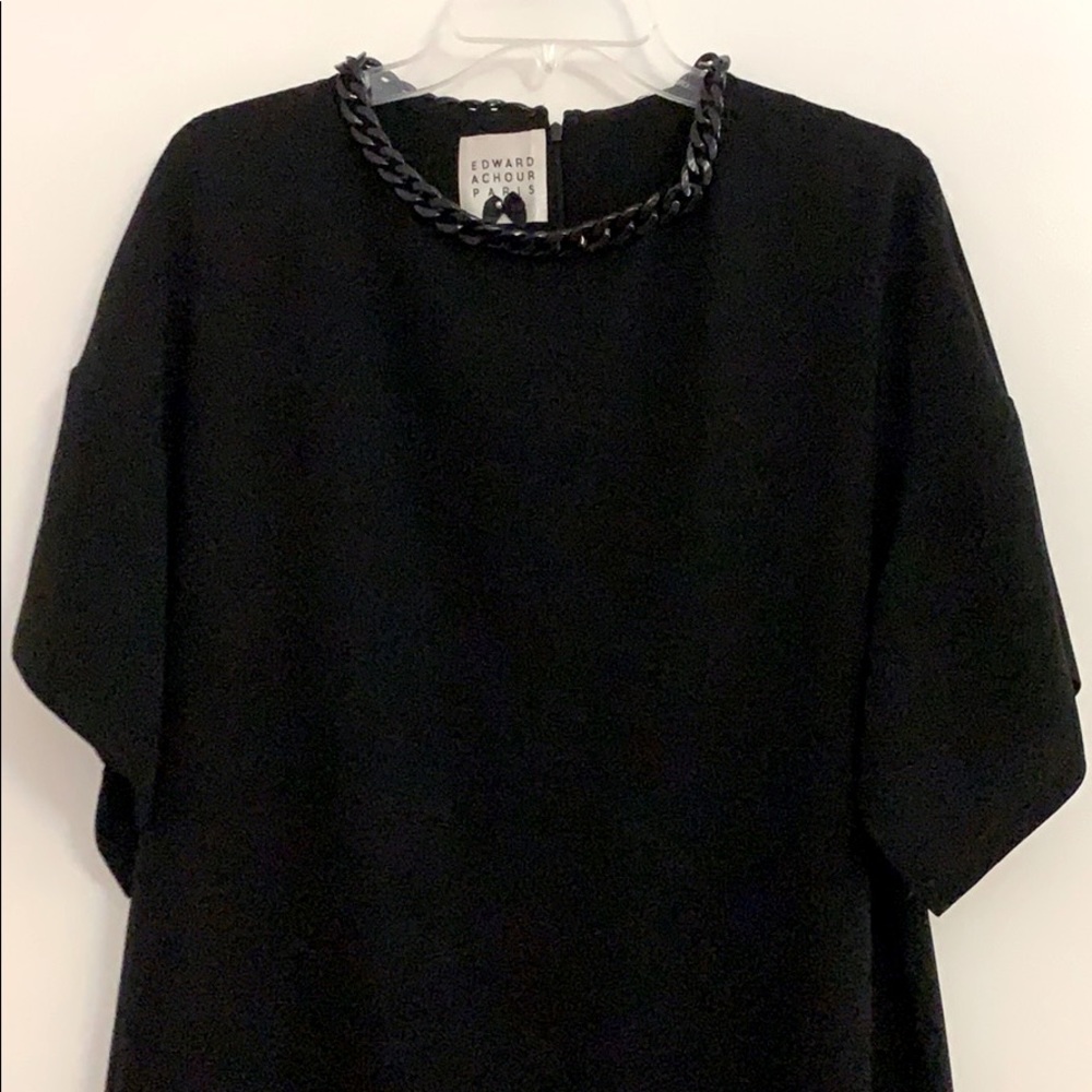 Edward Achour Paris Black Chain Shift Dress